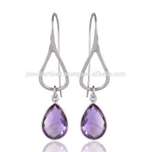 925 Sterling Silver and Amethyst Drop Earring